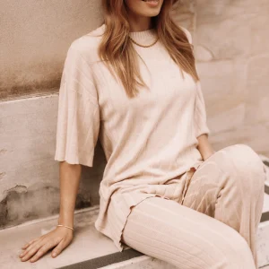 Silvie Short Sleeve Knitted Set - Beige(XS/S)